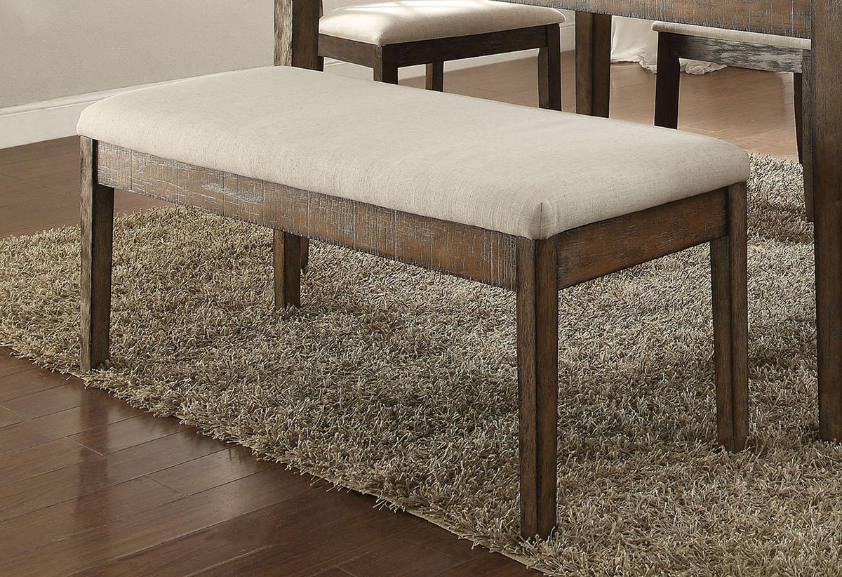 Acme Furniture Claudia Upholstered Bench in Beige and Brown 71718  Half Price Furniture