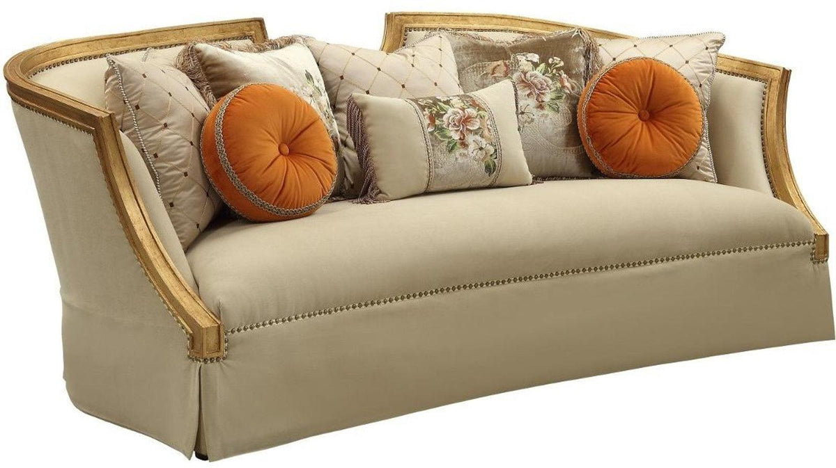 Acme Furniture Daesha Sofa in Tan Flannel & Antique Gold 50835  Half Price Furniture