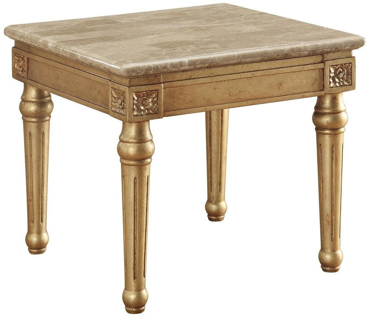 Acme Furniture Daesha End Table in Marble/Antique Gold 81717 Half Price Furniture