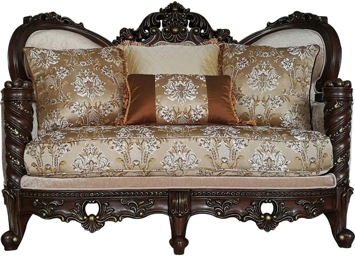 Acme Furniture Devayne Loveseat with 4 Pillows in Dark Walnut 50686  Half Price Furniture