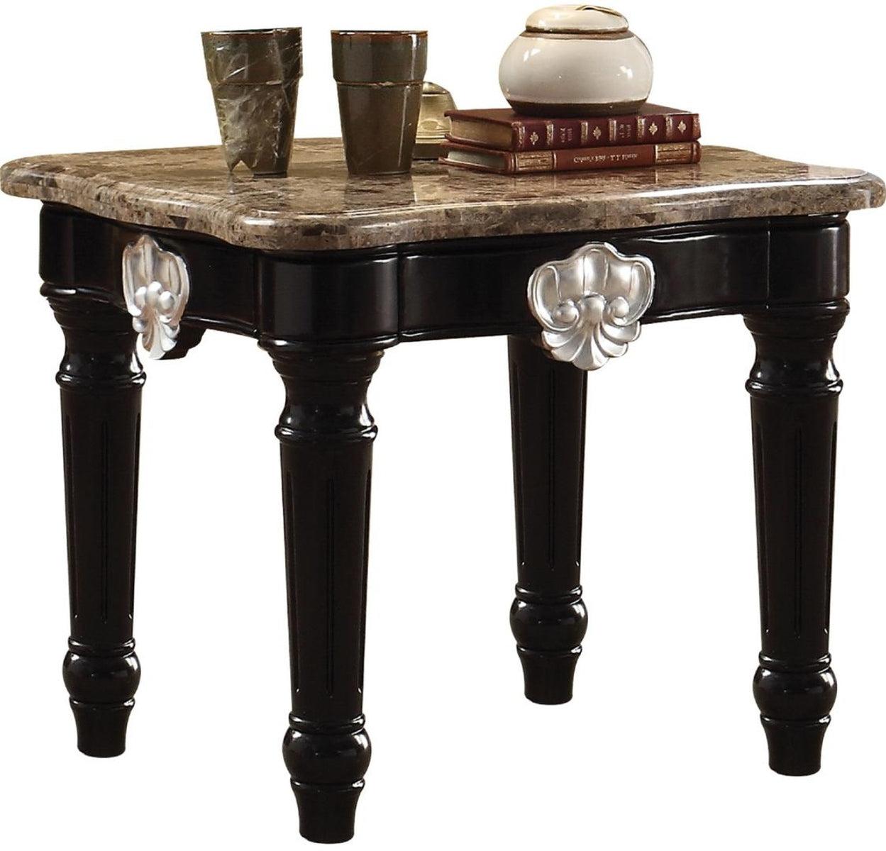 Acme Furniture Ernestine End Table in Marble/Black 82152 Half Price Furniture