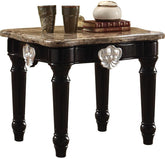 Acme Furniture Ernestine End Table in Marble/Black 82152  Half Price Furniture
