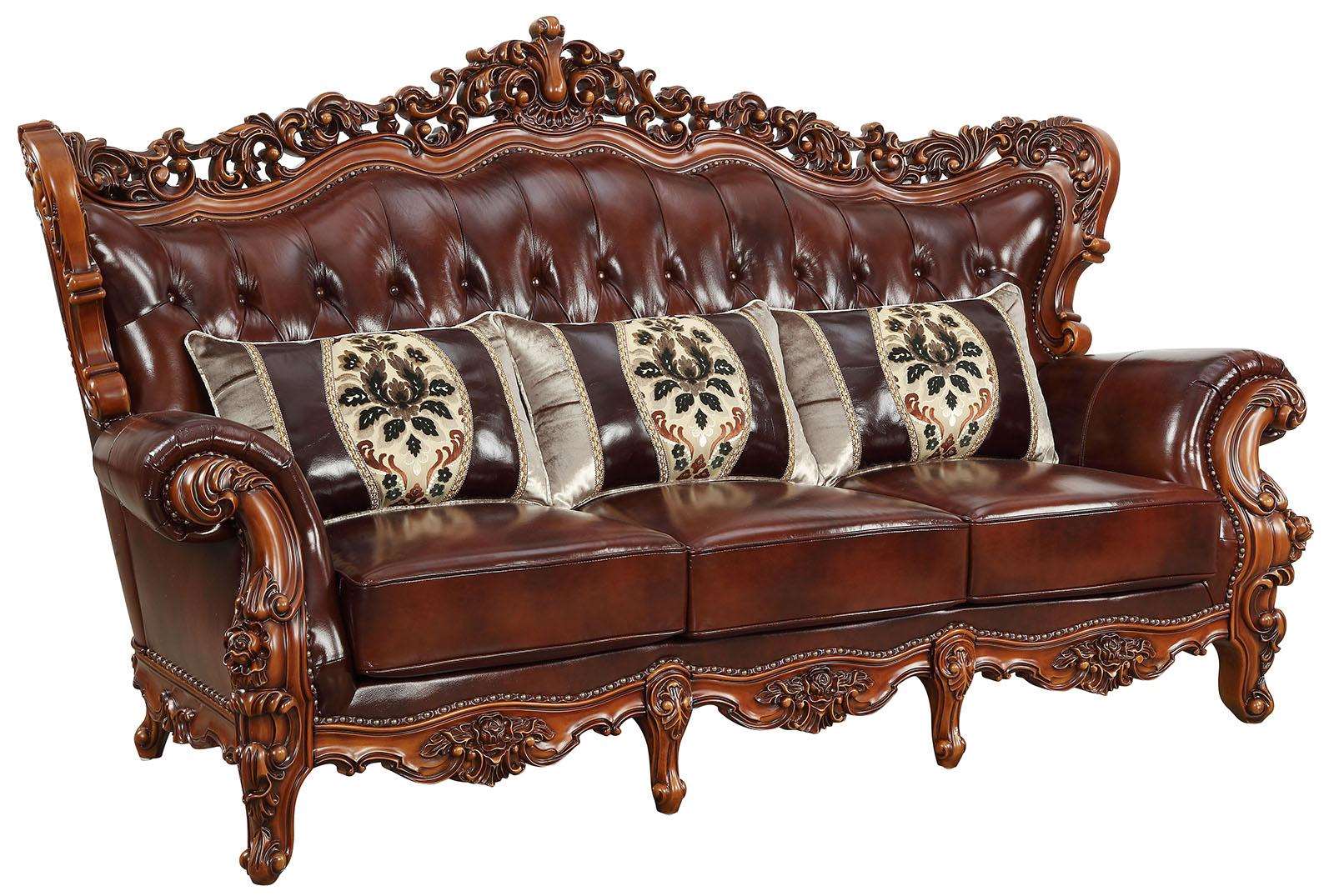 Acme Furniture Eustoma Sofa in Cherry and Walnut 53065 Half Price Furniture