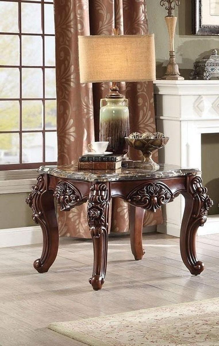 Acme Furniture Forsythia End Table in Marble/Walnut 83072  Half Price Furniture