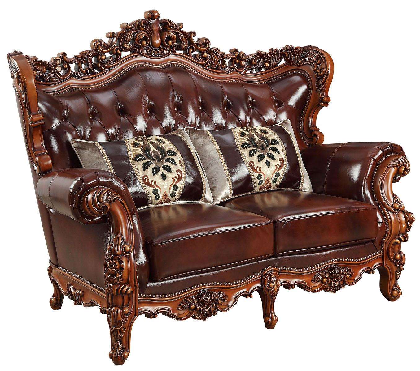 Acme Furniture Eustoma Loveseat in Cherry and Walnut 53066 Half Price Furniture