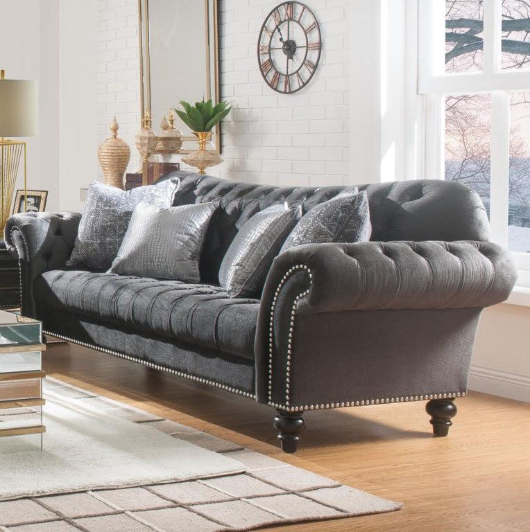 Acme Furniture Gaura Sofa in Dark Gray Velvet 53090 Half Price Furniture