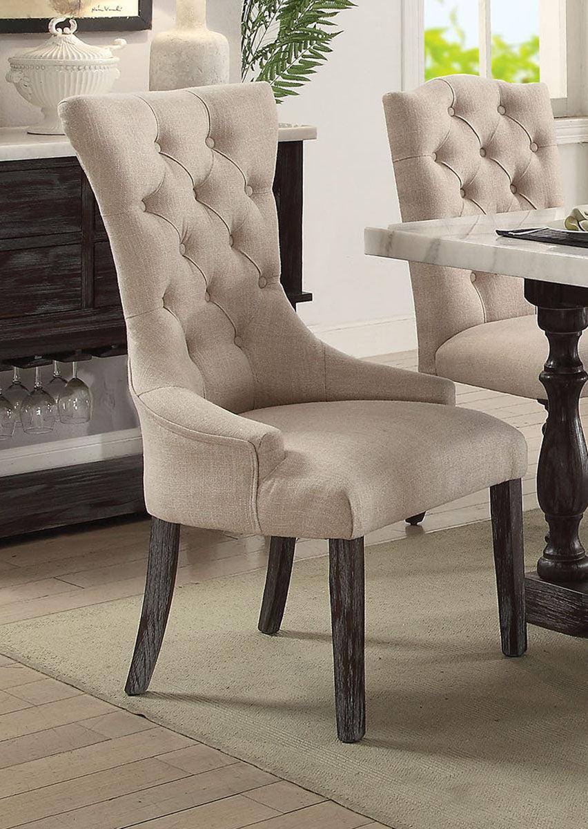 Acme Furniture Gerardo Upholstered Arm Chair in Beige and Espresso (Set of 2) 60823  Half Price Furniture