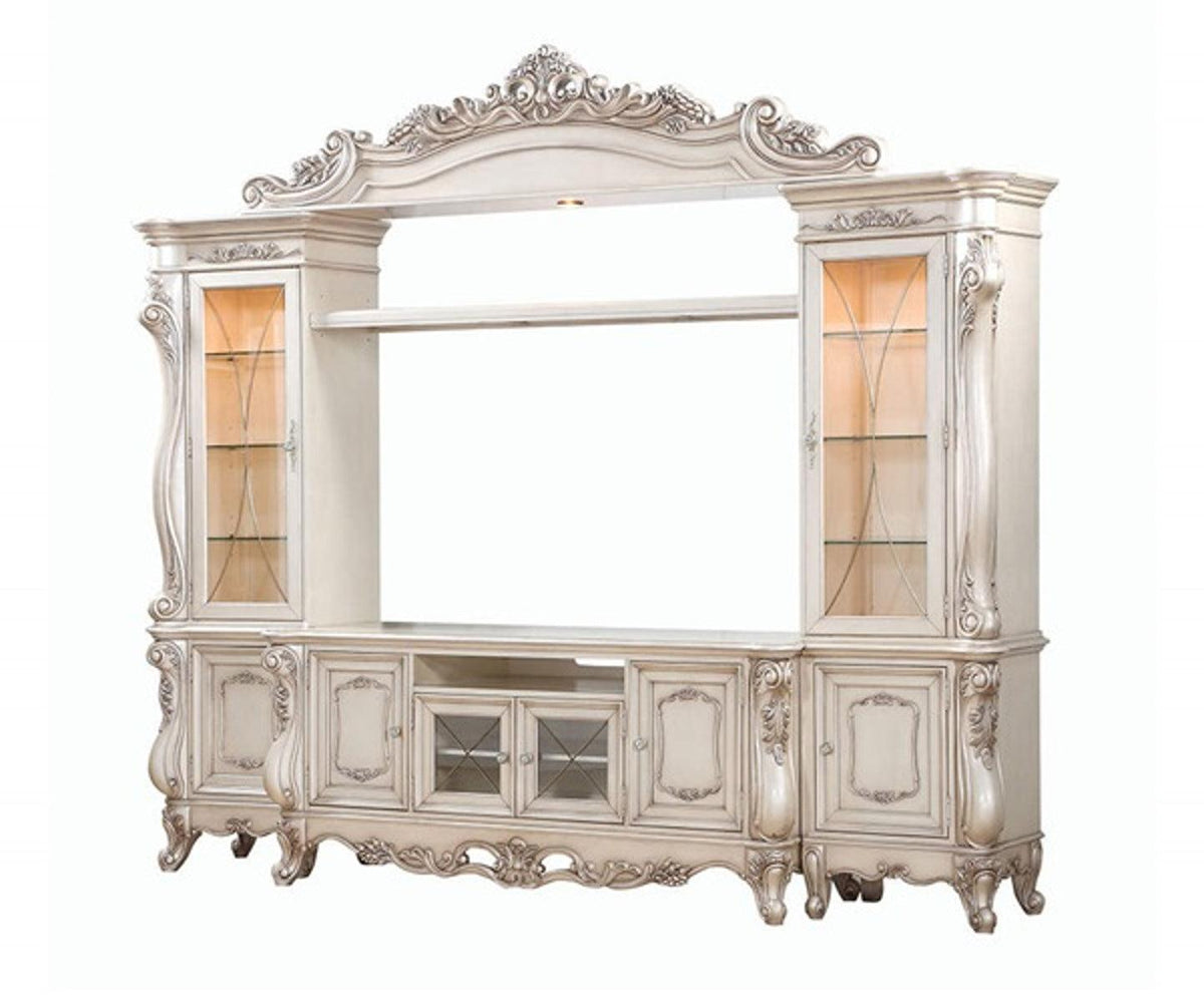 Acme Furniture Gorsedd Entertainment Center in Antique White 91440  Half Price Furniture