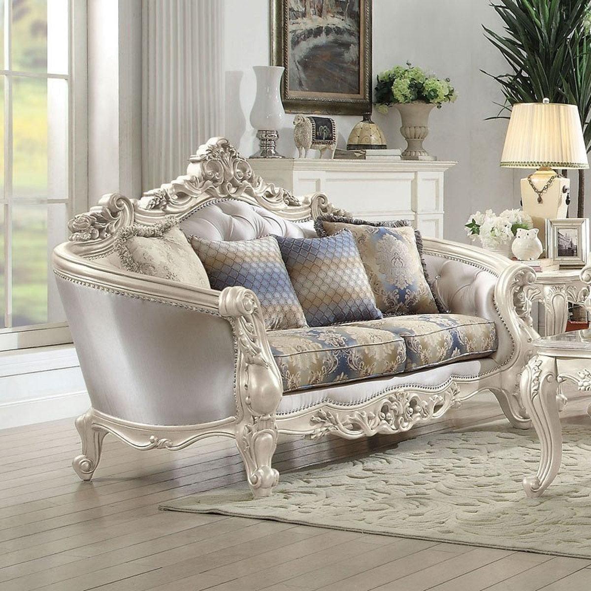 Acme Furniture Gorsedd Loveseat in Antique White 52441  Half Price Furniture