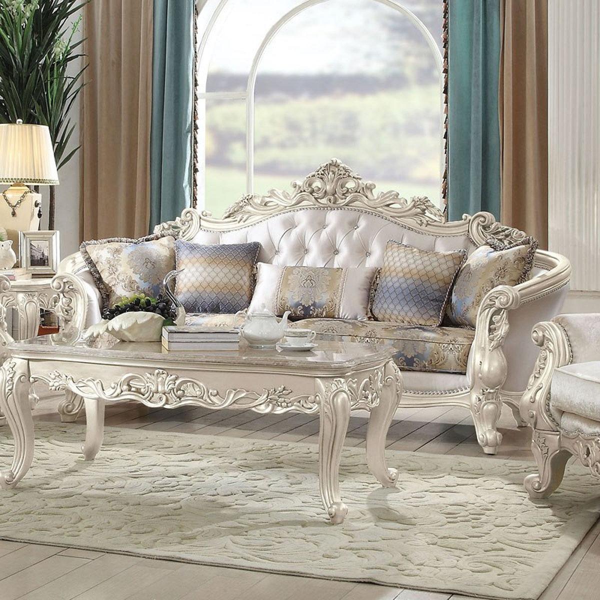 Acme Furniture Gorsedd Sofa in Antique White 52440  Half Price Furniture