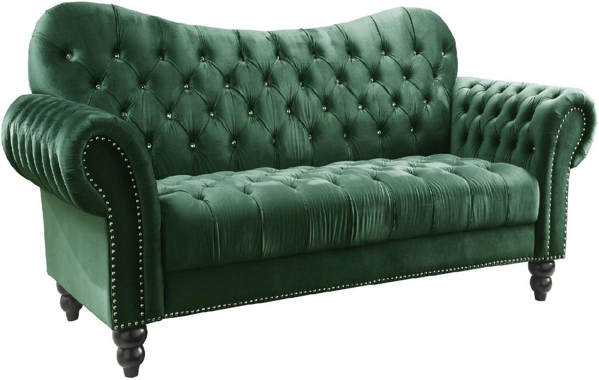 Acme Furniture Iberis Loveseat in Green Velvet 53402  Half Price Furniture