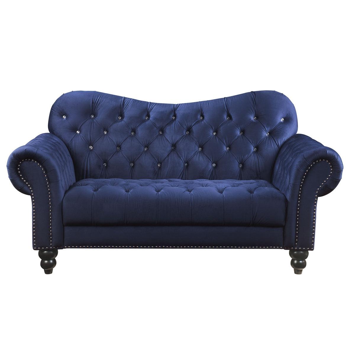 Acme Furniture Iberis Loveseat in Navy Velvet 53407  Half Price Furniture