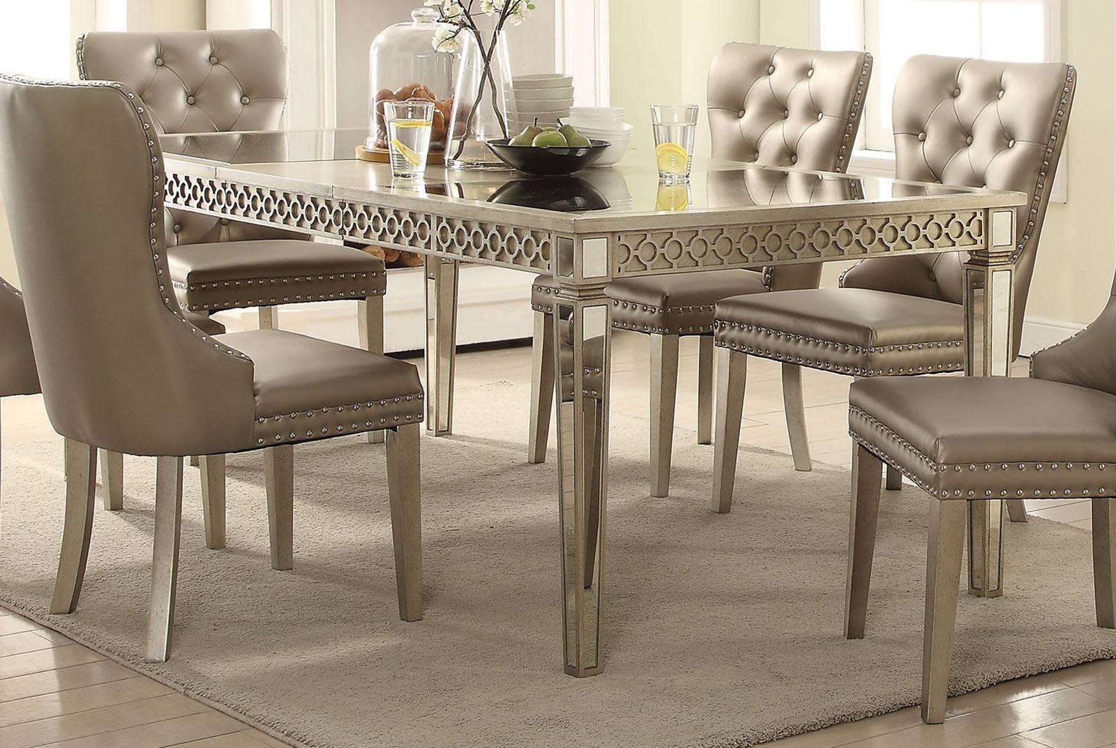 Acme Furniture Kacela Dining Table in Mirror and Champagne 72155 Half Price Furniture