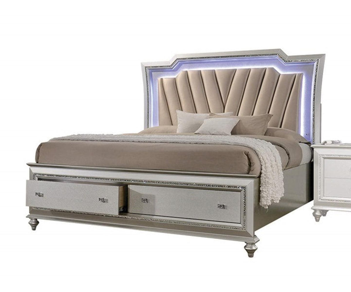 Acme Furniture Kaitlyn King Storage Bed in Champagne Half Price Furniture