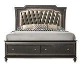 Acme Furniture Kaitlyn LED Headboard King Storage Bed in Metallic Gray 27277EK Half Price Furniture