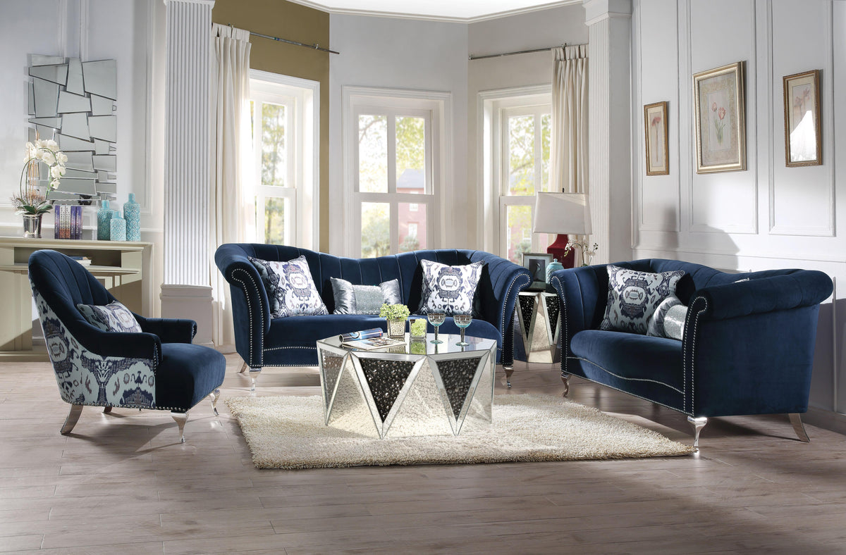 Acme Furniture Jaborosa Sofa with 3 Pillows in Blue 50345  Half Price Furniture