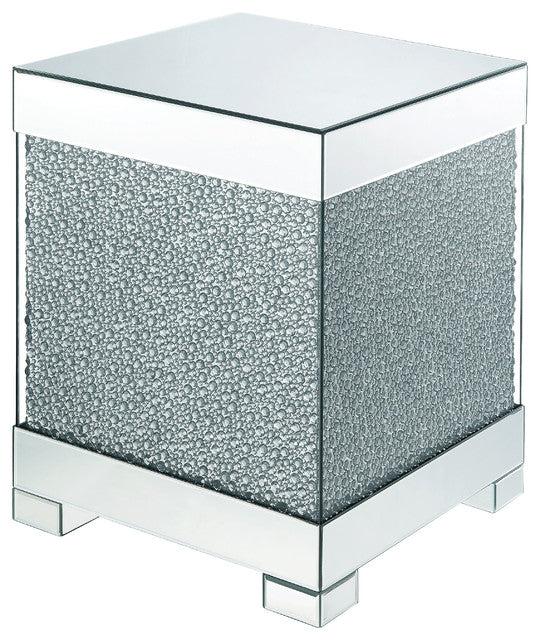 Acme Furniture Mallika End Table in Mirrored/Crystals 87912  Half Price Furniture