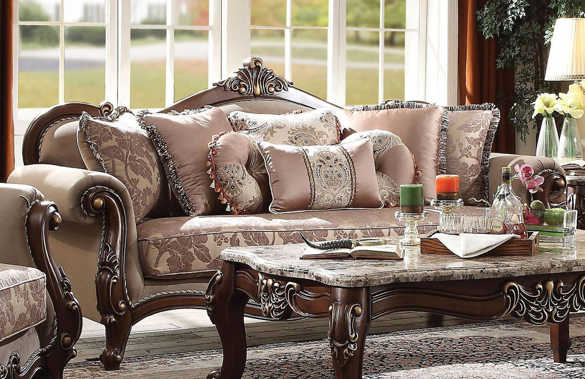Acme Furniture Mehadi Sofa with 8 Pillows in Walnut 50690  Half Price Furniture