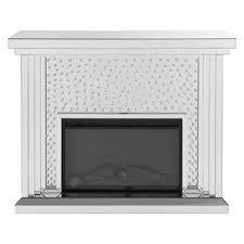 Acme Furniture Nysa Fireplace in Mirrored & Faux Crystals 90204  Half Price Furniture
