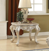 Acme Furniture Ranita End Table with Marble Top in Champagne 81042 Half Price Furniture