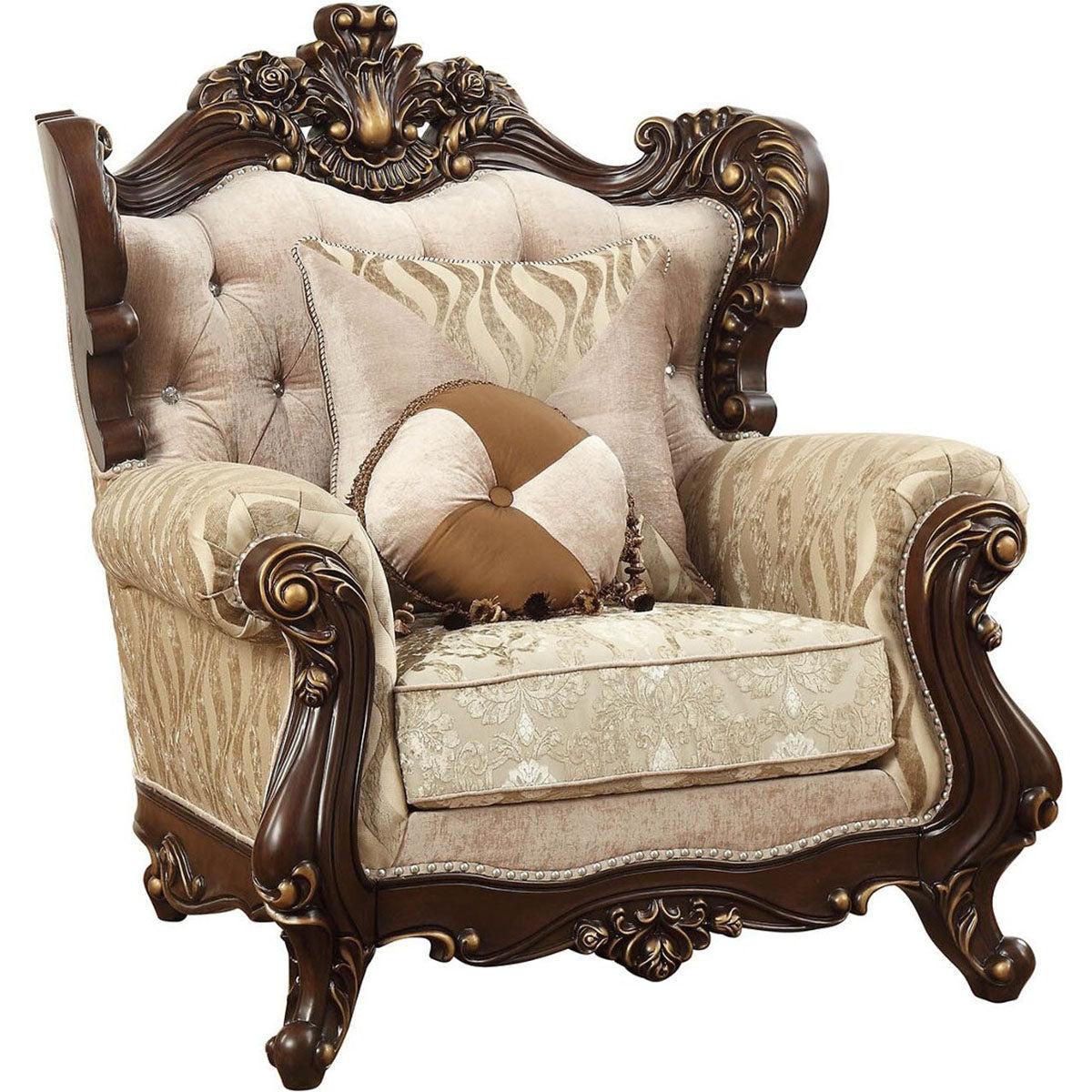Acme Furniture Shalisa Chair with 2 Pillows in Walnut 51052  Half Price Furniture
