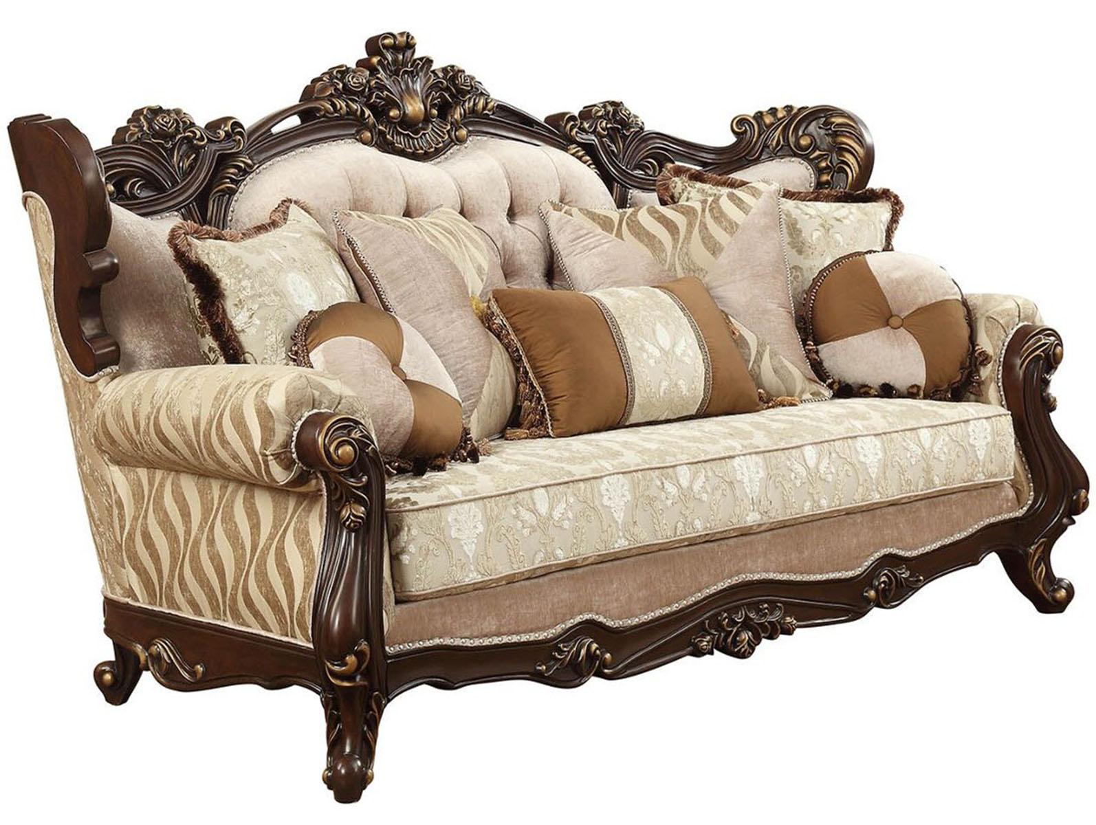 Acme Furniture Shalisa Sofa with 7 Pillows in Walnut 51050 Half Price Furniture