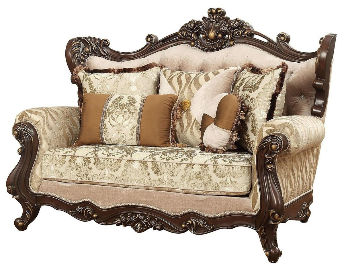 Acme Furniture Shalisa Loveseat with 5 Pillows in Walnut 51051  Half Price Furniture