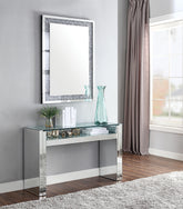 Acme Furniture Nysa Sofa Table in Mirrored & Faux Crystals 81473  Half Price Furniture