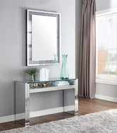 Acme Furniture Nysa Sofa Table in Mirrored & Faux Crystals 81473 Half Price Furniture