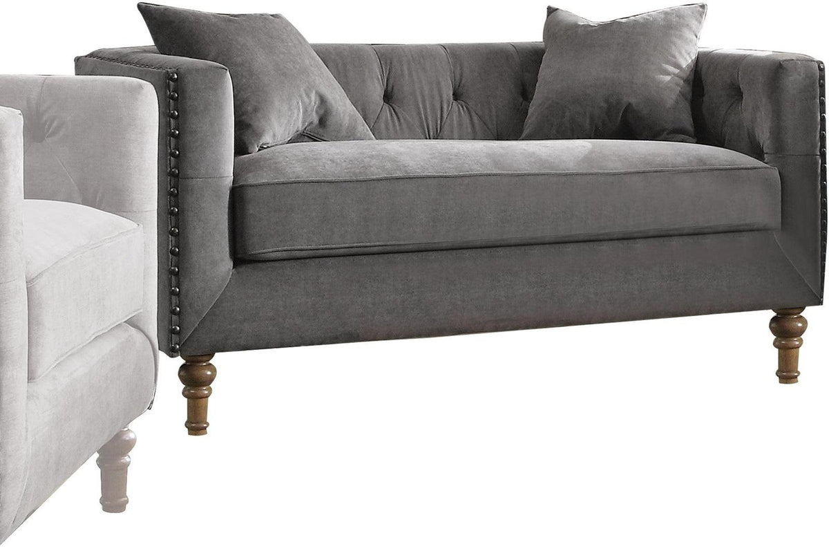 Acme Furniture Sidonia Loveseat in Gray Velvet 53581  Half Price Furniture