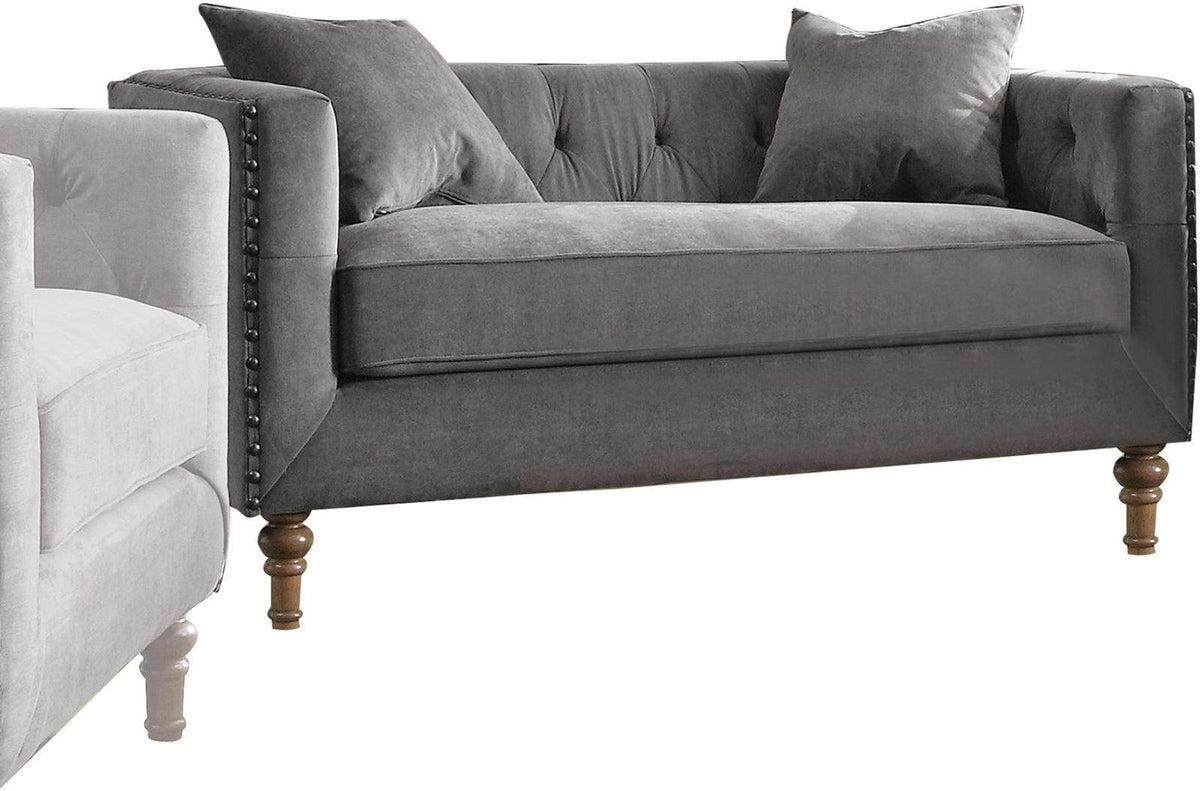 Acme Furniture Sidonia Loveseat in Gray Velvet 53581 Half Price Furniture