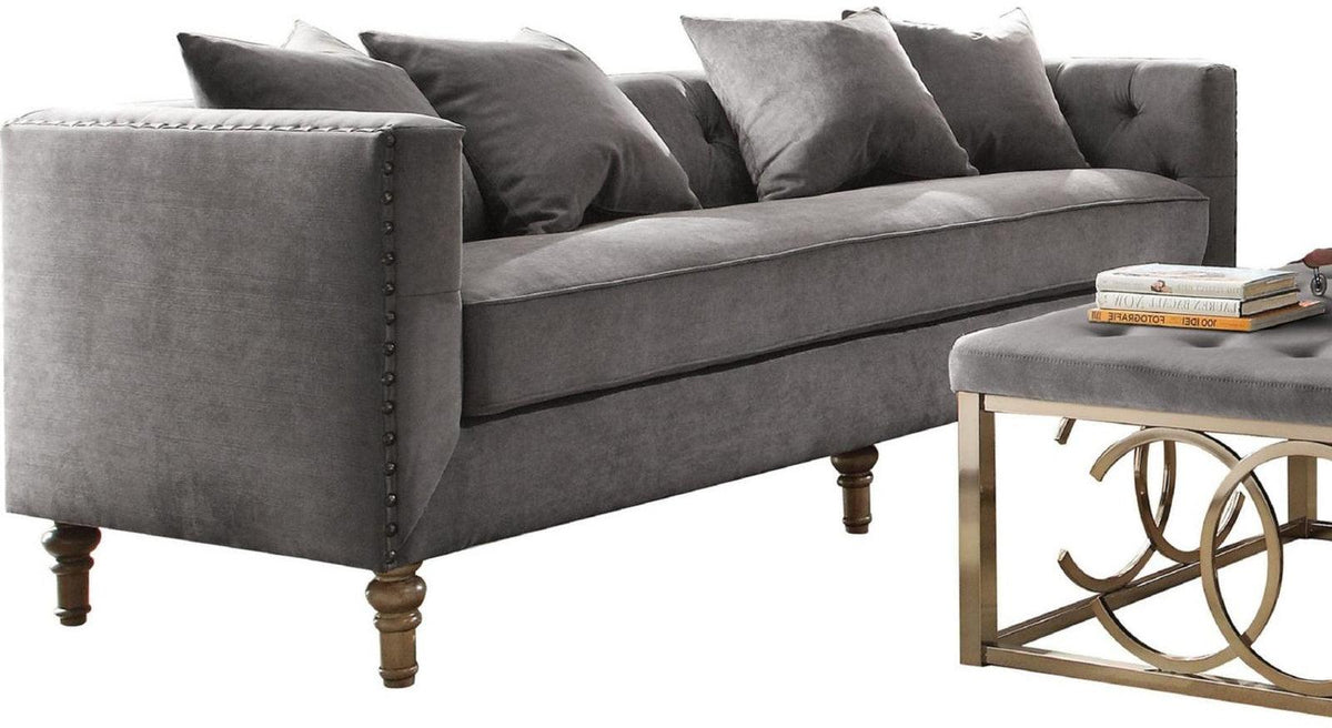 Acme Furniture Sidonia Sofa in Gray Velvet 53580  Half Price Furniture