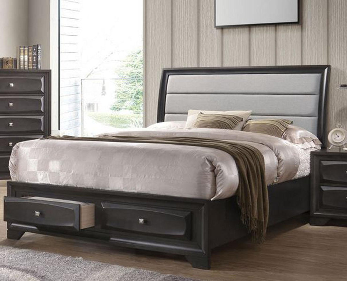 Acme Furniture Soteris King Sleigh Storage Bed in Gray 26537EK Half Price Furniture