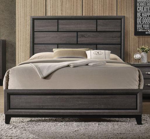 Acme Furniture Valdemar King Panel Bed in Weathered Gray 27047EK  Half Price Furniture