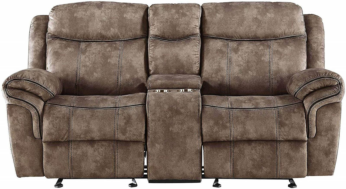 Acme Furniture Zubaida Motion Loveseat with Console in 2-Tone Chocolate Velvet 55021  Half Price Furniture