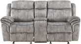 Acme Furniture Zubaida Motion Loveseat with Console in 2-Tone Gray Velvet 55026 Half Price Furniture