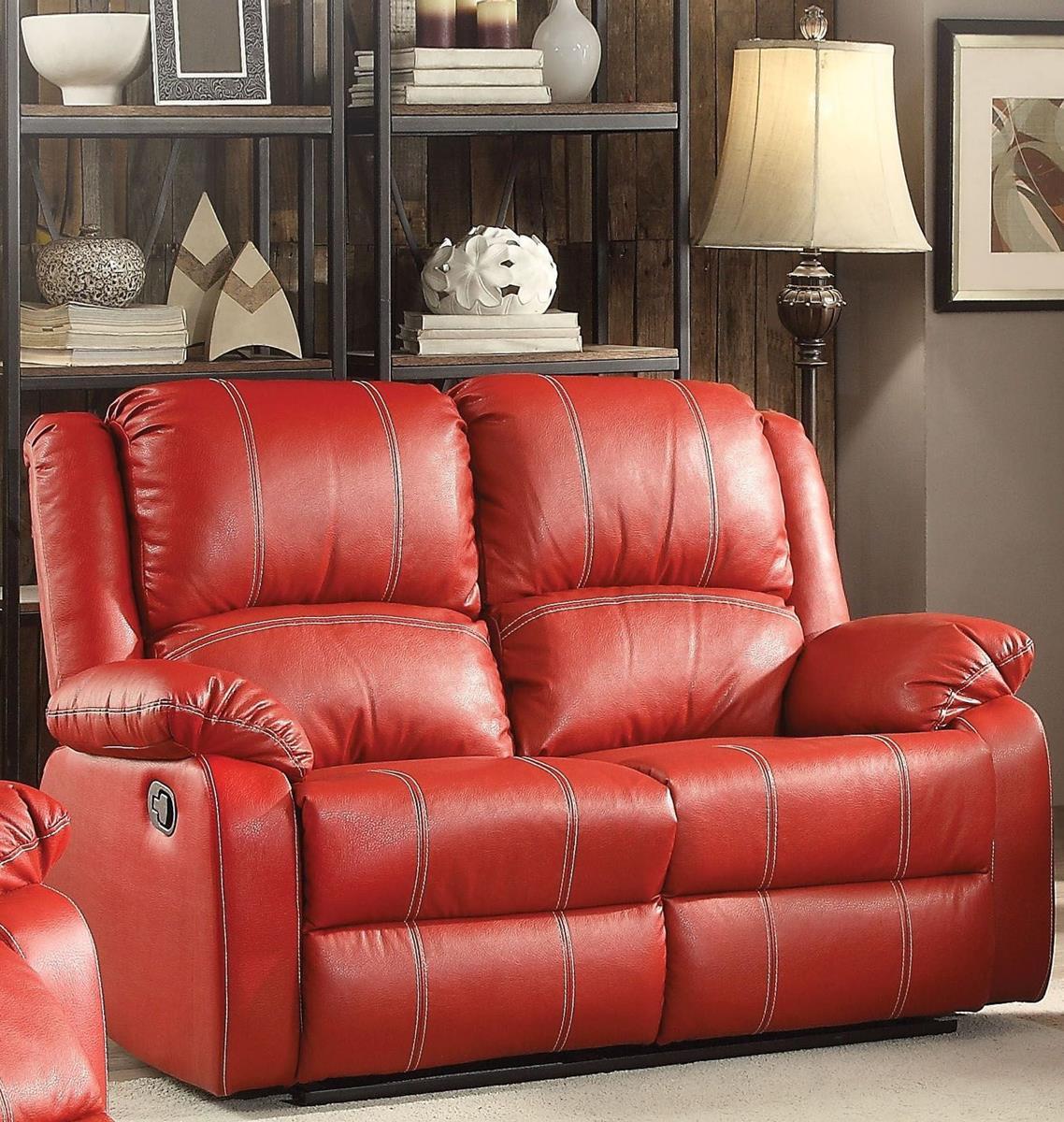 Acme Furniture Zuriel Motion Loveseat in Red 52151 Half Price Furniture