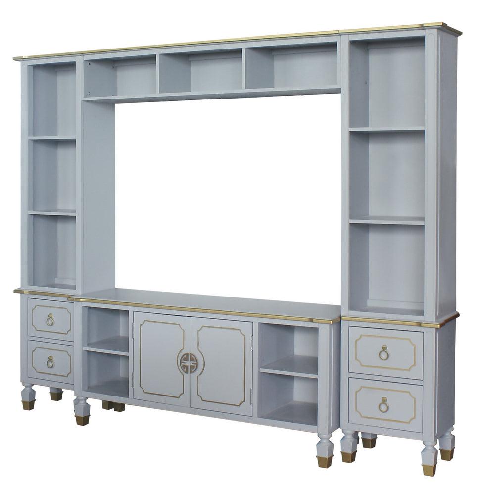 ACME House Marchese Entertainment Center with TV Stand in Pearl Gray 91990  Half Price Furniture