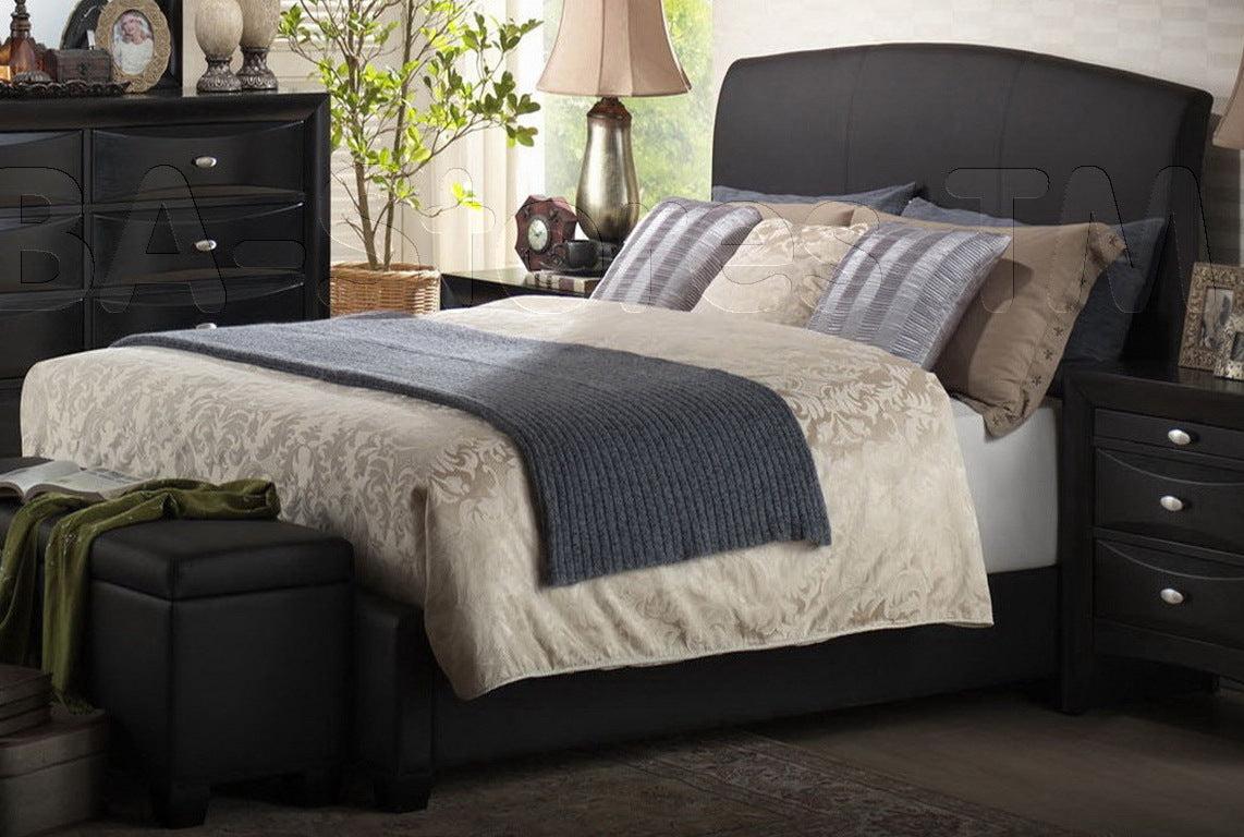 Acme Ireland Full PU Panel Bed with Rounded Headboard in Black 14440F  Half Price Furniture