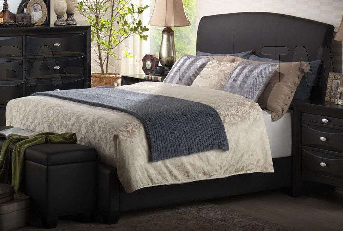 Acme Ireland Full PU Panel Bed with Rounded Headboard in Black 14440F Half Price Furniture