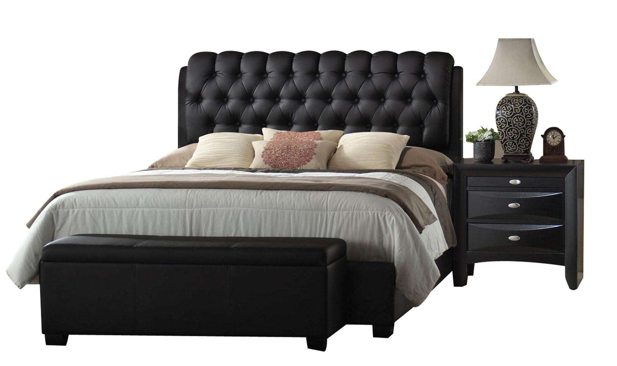 Acme Ireland Eastern King PU Platform Bed in Black 14347EK Half Price Furniture