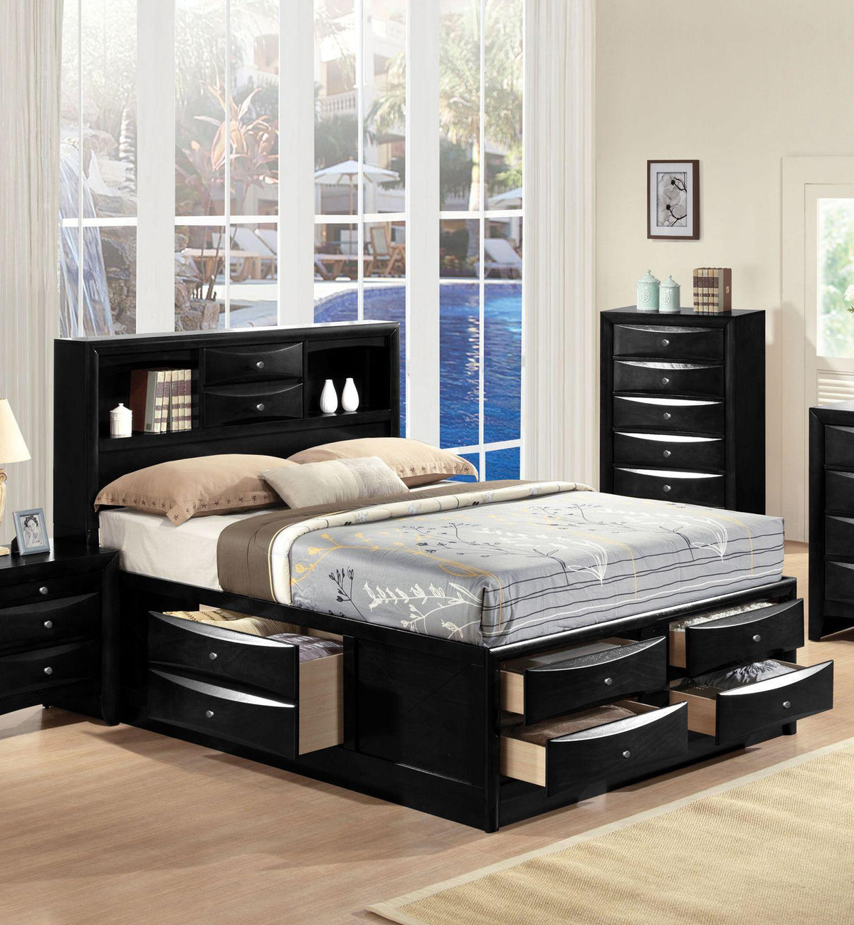 Acme Ireland King Storage Bed in Black 21606EK Half Price Furniture