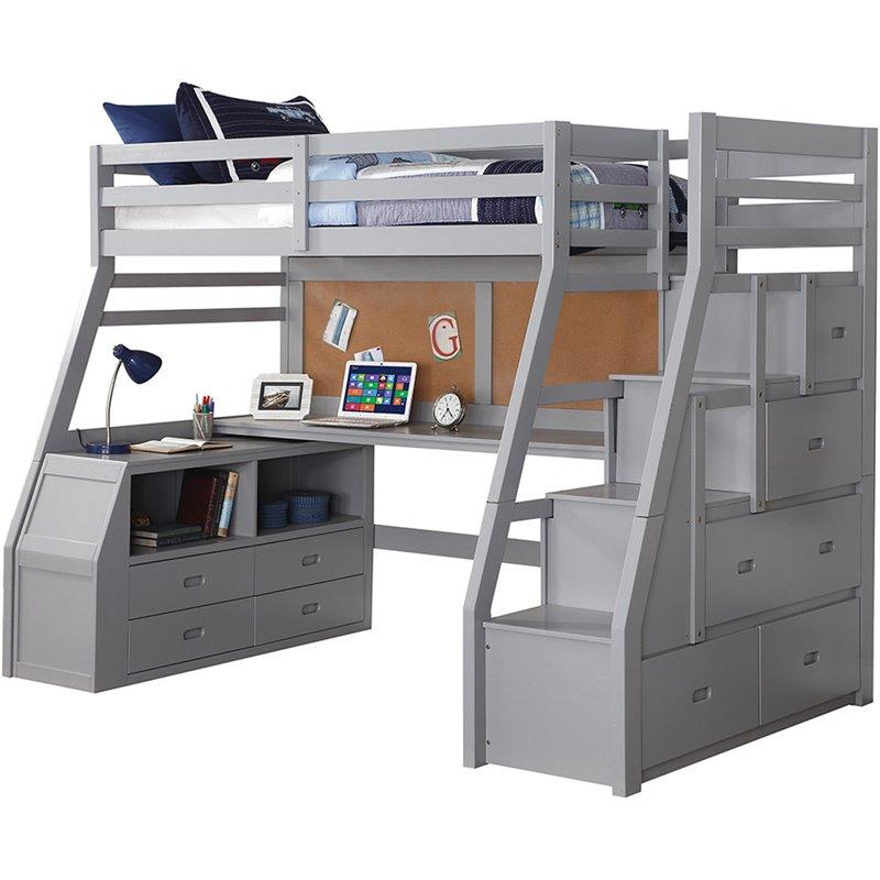 Acme Jason II Twin Loft Bed & Ladder in Gray 37445  Half Price Furniture