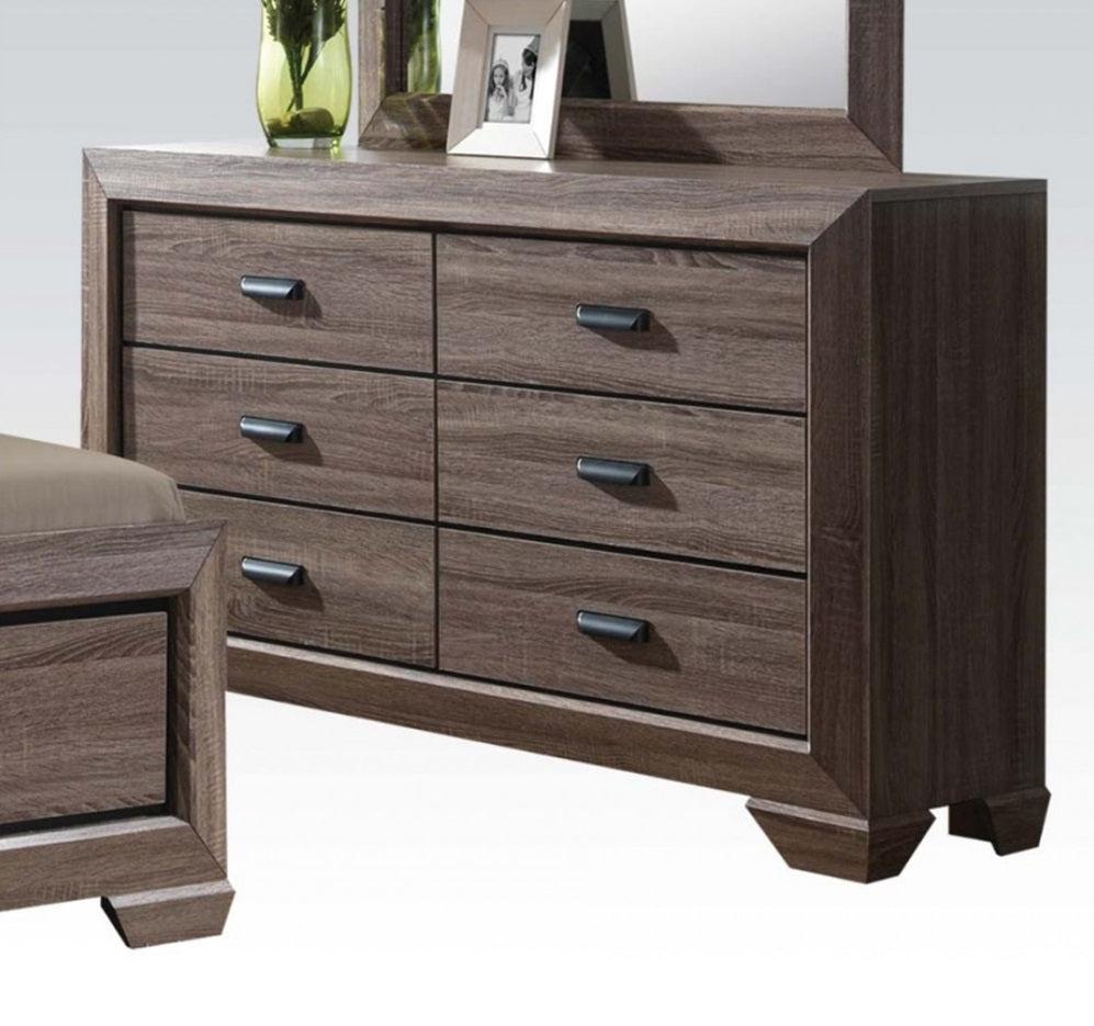 Acme Lyndon Drawer Dresser in Weathered Gray Grain 26025  Half Price Furniture