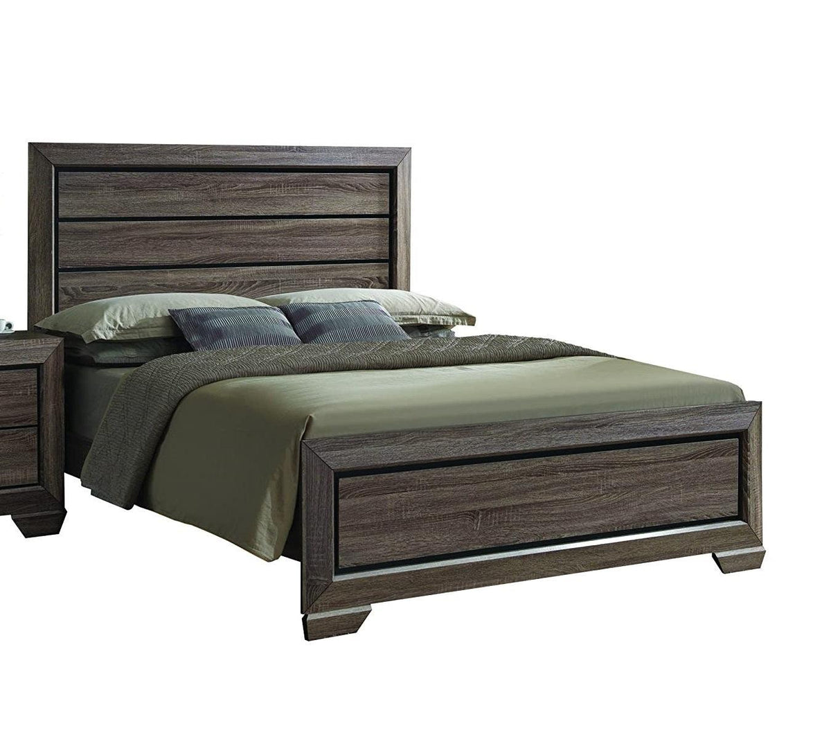 Acme Lyndon King Panel Bed in Weathered Gray Grain 26017EK  Half Price Furniture