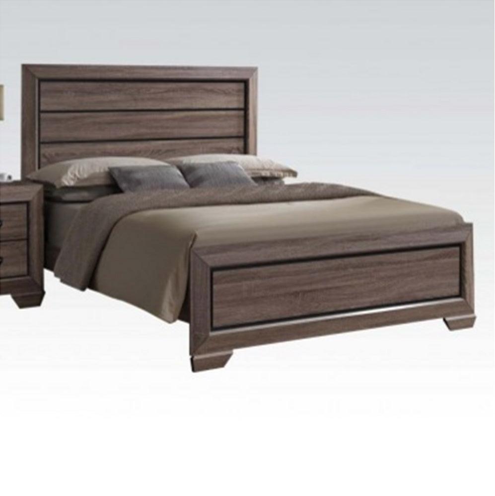 Acme Lyndon Queen Panel Bed in Weathered Gray Grain 26020Q  Half Price Furniture