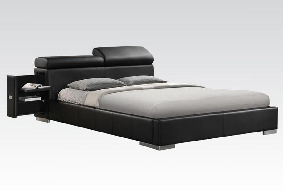 Acme Manjot Queen Upholstered Bed in Black 20750Q Half Price Furniture