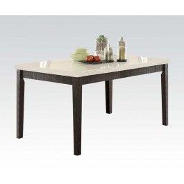 Acme Nolan Rectangular Dining Table in White Marble/Weathered Black 72850  Half Price Furniture