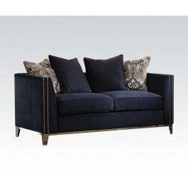 Acme Phaedra Loveseat with 4 Pillows in Blue Fabric 52831 Half Price Furniture