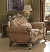 Acme Ragenardus Chair with 1 Pillow in Fabric & Vintage Oak 56032  Half Price Furniture